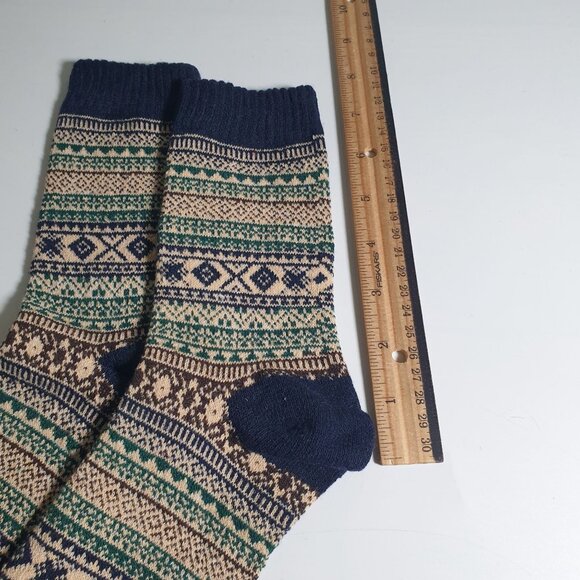 Multicolor Knit Men Crew Socks Gift Soft Warm Stylish Cozy Cabin Core Nordic Ski - Picture 3 of 4